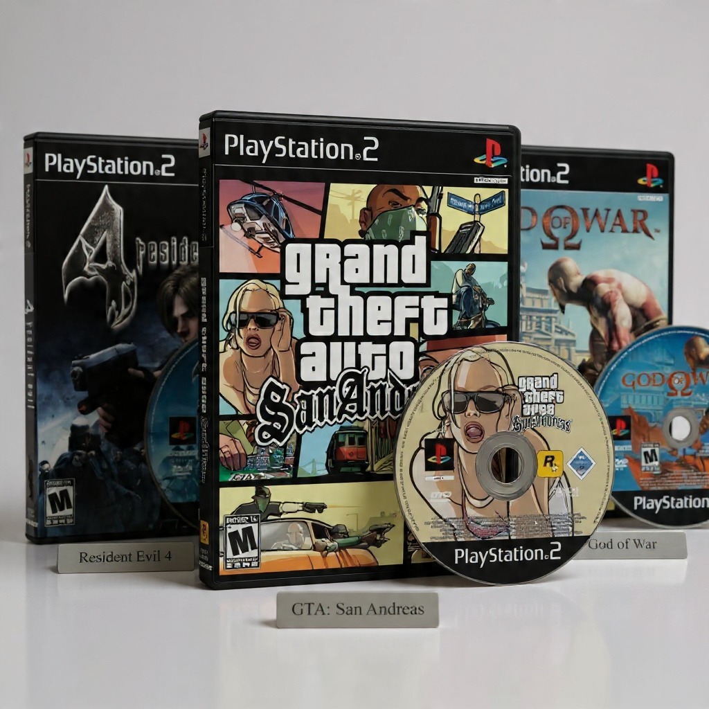 Três grandes clássicos: GTA San Andreas, Resident Evil 4 e God of War